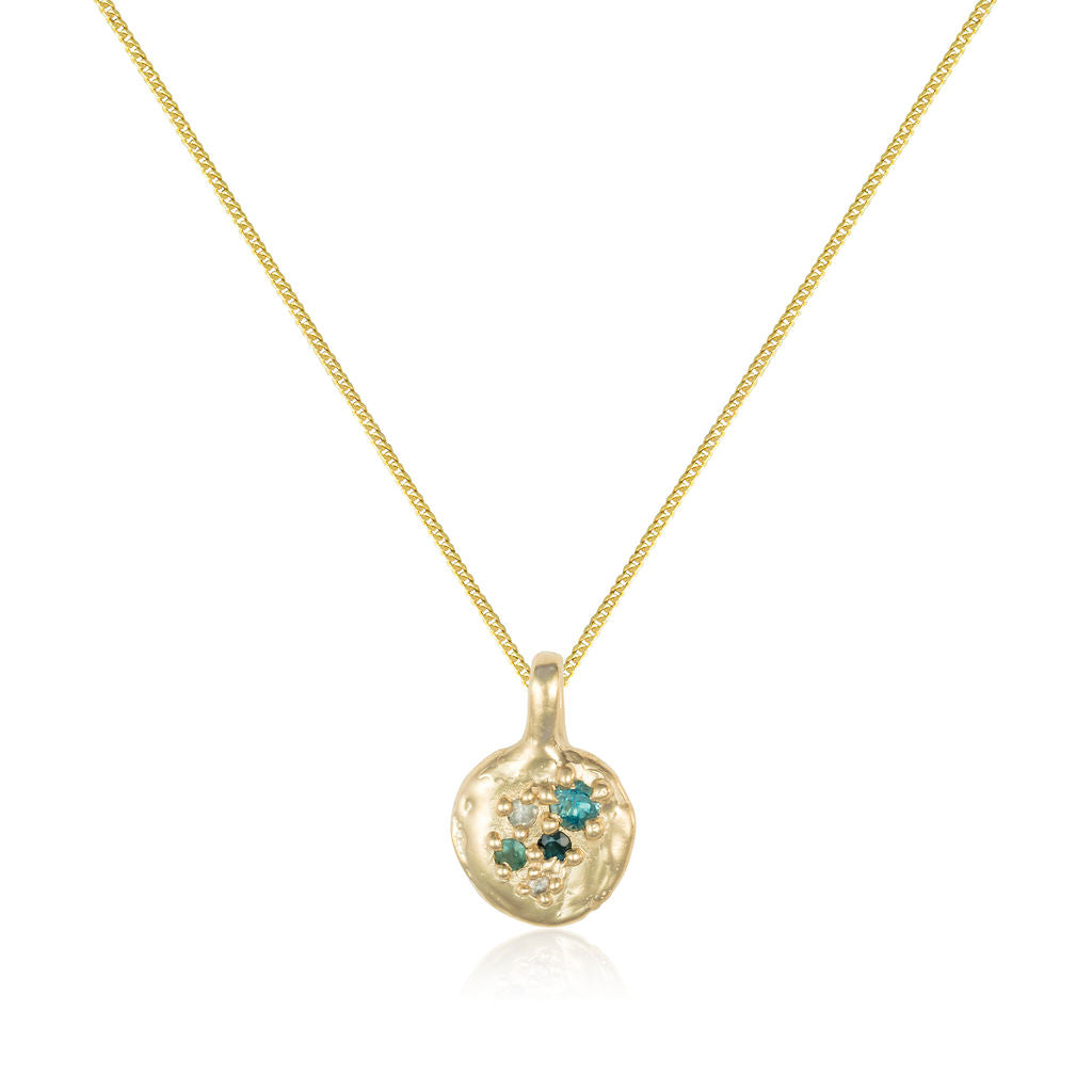 Cyan Ceramic & Diamond Unlock Pendant Necklace